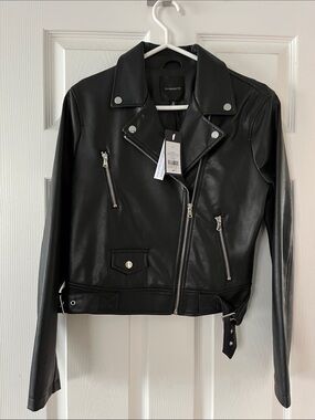 Pleather motorcycle jacket